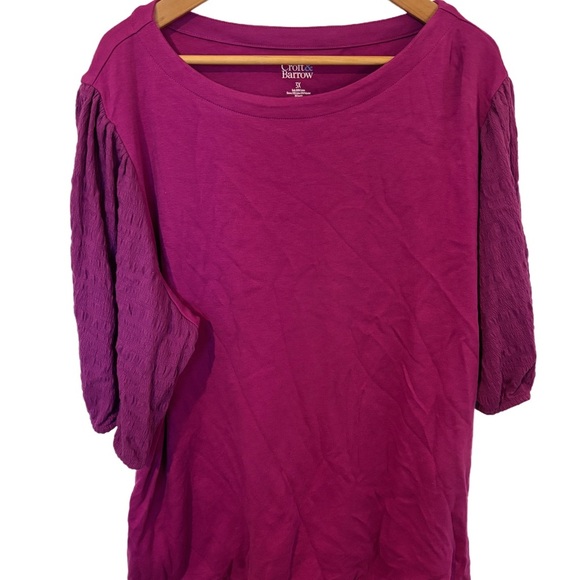 Ultra Cute Women’s Croft & Barrow Smocked Sleeve Bateau Top In Magenta Size 3X - Picture 5 of 7